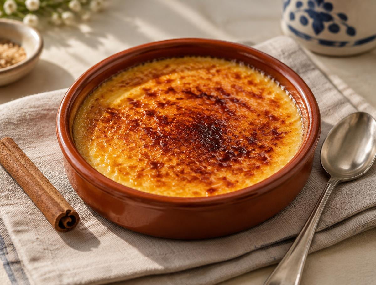 Crème catalane à la surface caramélisée